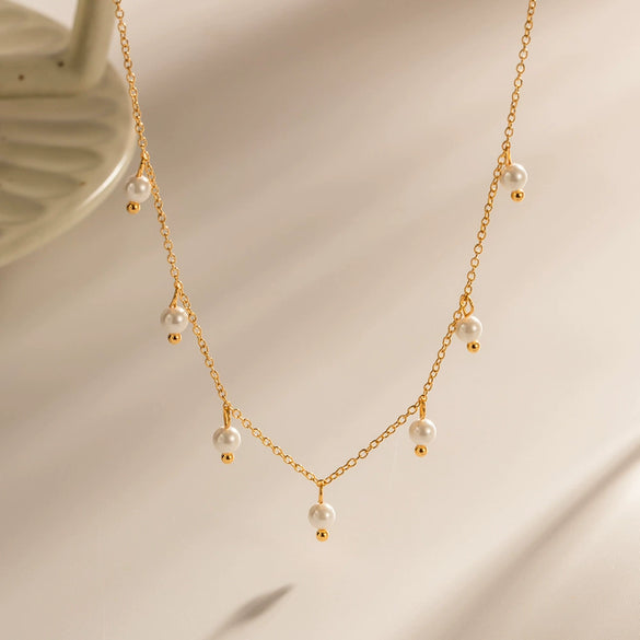 Wholesale Jewelry Fresh Water Pearl Millet Bead Tassel Stainless Steel Geometric Retro Style Electroplated