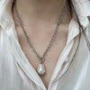 Wholesale Jewelry Freshwater Baroque Pearl Punk Style Copper Necklace