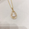 Wholesale Jewelry Freshwater Pearl Copper Pendant Dropshaped Round Minimalist Style