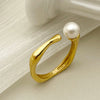 Wholesale Jewelry Freshwater Pearl Irregular Shape Ring For Women Stainless Steel Electroplated