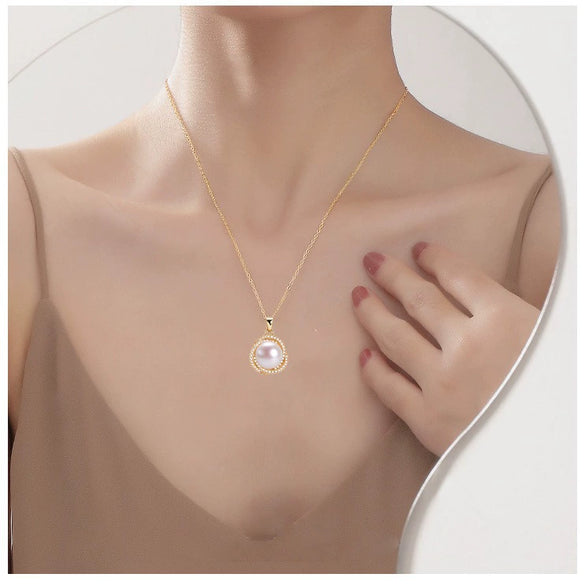 Wholesale Jewelry Freshwater Pearl Pendant Necklace With Geometric Style Copper Accessories And K Gold Craft