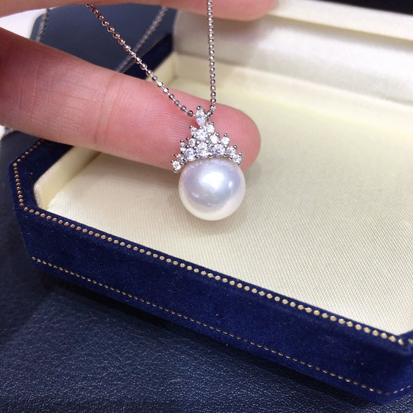 Wholesale Jewelry Freshwater Pearl Pendant 925 Silver Perfect Circle Minimalist Style