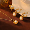Wholesale Jewelry Freshwater Pearl 316L Stainless Steel Niche Wave Dot Electroplated Design