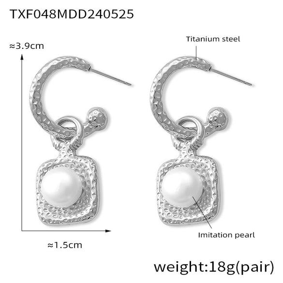 Wholesale Jewelry Freshwater Pearl 316L Stainless Steel Niche Wave Dot Electroplated Design