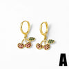 Wholesale Jewelry Fruit Cherry Copper 18K Gold Plated Earrings Unisex Simple Style