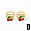 Wholesale Jewelry Fruit Cherry Insect Geometric Copper Goldplated Ear Clip Earrings