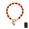 Wholesale Jewelry Fruit Cherry Pendant Copper Beaded Bracelet Electroplated