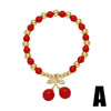 Wholesale Jewelry Fruit Cherry Pendant Copper Beaded Bracelet Electroplated