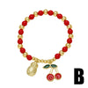 Wholesale Jewelry Fruit Cherry Pendant Copper Bracelet Electroplated