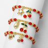 Wholesale Jewelry Fruit Cherry Pendant Copper Bracelet Electroplated