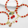 Wholesale Jewelry Fruit Cherry Style Copper Pendant Bracelet With Electroplating