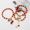 Wholesale Jewelry Fruit Cherry Style Copper Pendant Bracelet With Electroplating