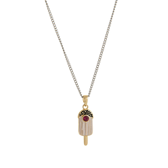 Wholesale Jewelry Fruit Food Style Geometric Donut Copper Pendant Necklace Inlaid With Colored Zircon Electroplated
