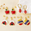 Wholesale Jewelry Fruit Insect Strawberry Copper 18K Gold Plated Earrings For Women