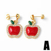Wholesale Jewelry Fruit Insect Strawberry Copper 18K Gold Plated Earrings For Women