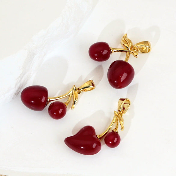Wholesale Jewelry Fruit Pattern Copper Pendant Necklace And Earrings With Electroplating