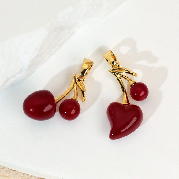 Wholesale Jewelry Fruit Pattern Copper Pendant Necklace And Earrings With Electroplating
