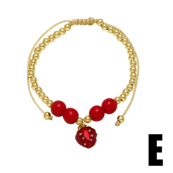Wholesale Jewelry Fruit Pattern Copper Plated Gold Pendant Bracelet Unisex Women