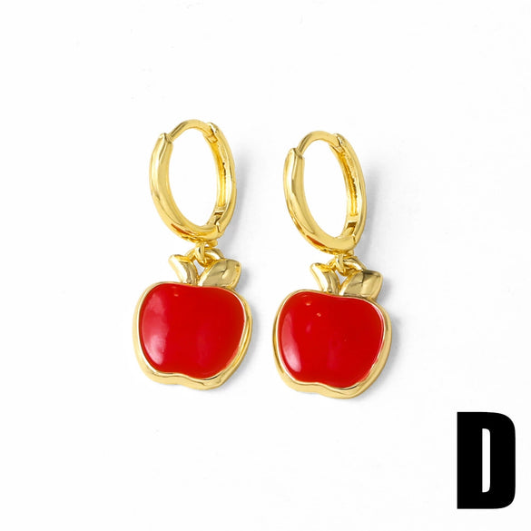 Wholesale Jewelry Fruit Shape Copper Electroplated Earrings For Women