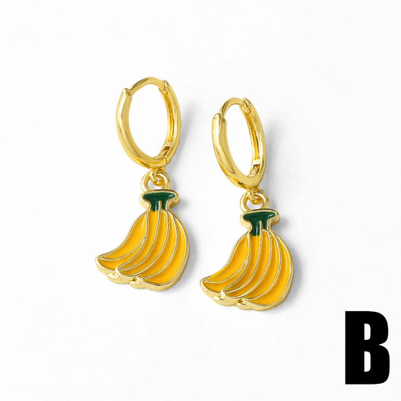 Wholesale Jewelry Fruit Shape Copper Electroplated Earrings For Women