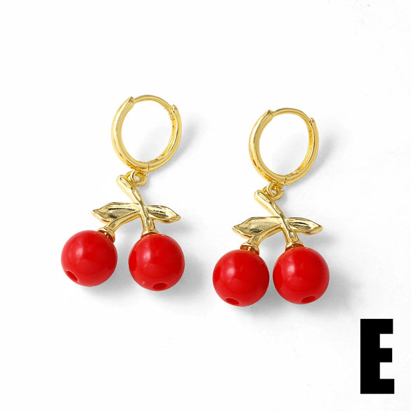 Wholesale Jewelry Fruit Shape Copper Electroplated Earrings For Women