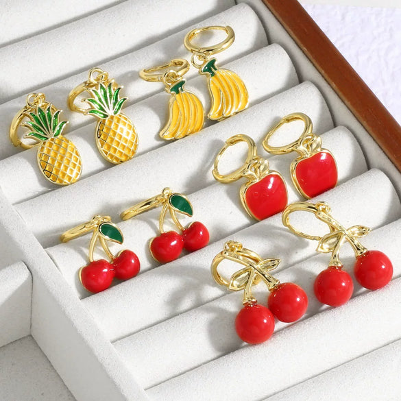 Wholesale Jewelry Fruit Shape Copper Electroplated Earrings For Women