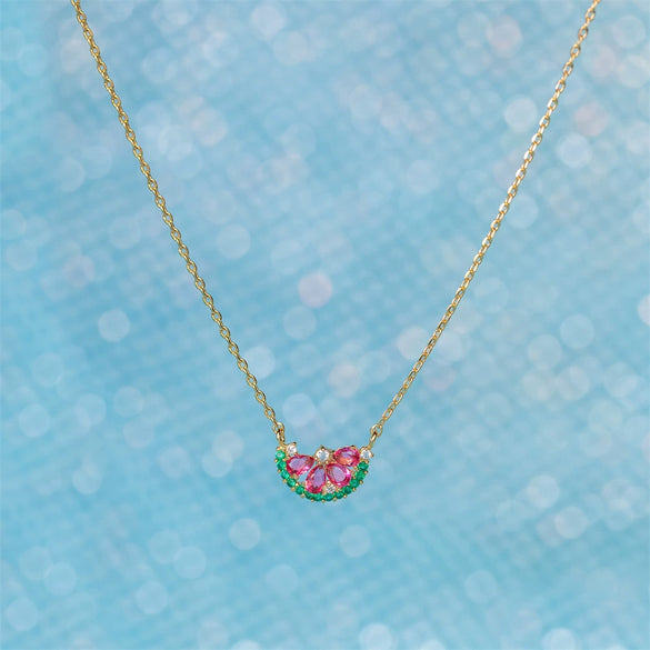 Wholesale Jewelry Fruit Shaped Pendant Necklace Copper Inlaid Zircon