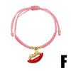 Wholesale Jewelry Fruit Strawberry Pendant Copper Electroplated Red Rope Braided Unisex Bracelet