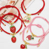 Wholesale Jewelry Fruit Strawberry Pendant Copper Electroplated Red Rope Braided Unisex Bracelet