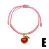 Wholesale Jewelry Fruit Strawberry Pendant Copper Electroplated Red Rope Braided Unisex Bracelet
