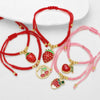 Wholesale Jewelry Fruit Strawberry Pendant Copper Electroplated Red Rope Braided Unisex Bracelet