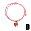 Wholesale Jewelry Fruit Strawberry Pendant Copper Electroplated Red Rope Braided Unisex Bracelet