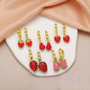 Wholesale Jewelry Fruit Strawberry Pitaya Copper Pendant Electroplated Earrings For Women