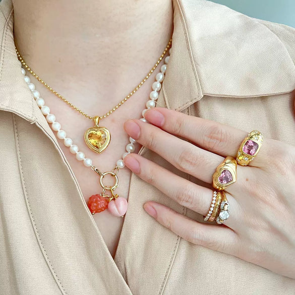 Wholesale Jewelry Fruit Style Copper And Liuli Pendant Necklace With O Word Chain For Women Electroplated