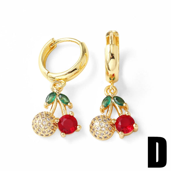 Wholesale Jewelry Fruit Style Copper Electroplated Earrings For Women