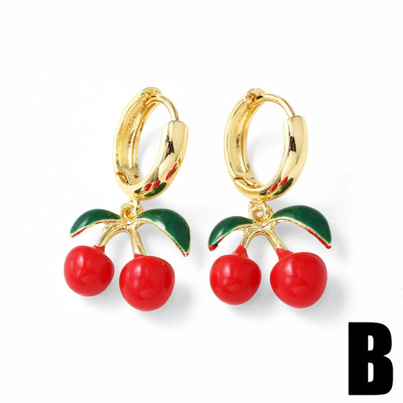 Wholesale Jewelry Fruit Style Copper Electroplated Earrings For Women