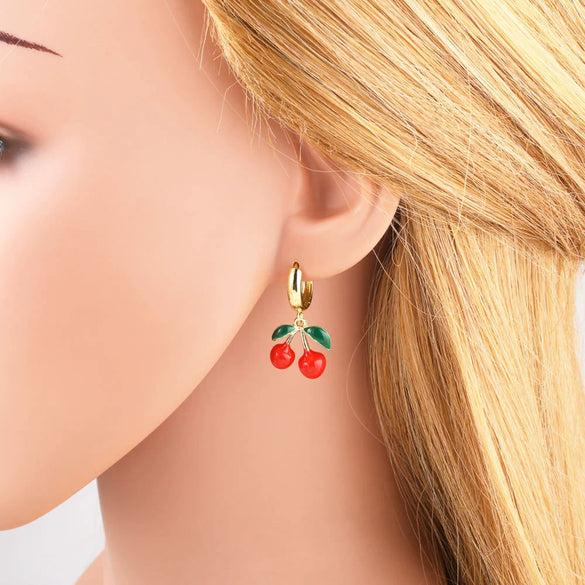 Wholesale Jewelry Fruit Style Copper Electroplated Earrings For Women