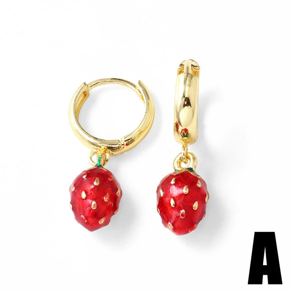 Wholesale Jewelry Fruit Style Copper Electroplated Earrings For Women