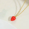 Wholesale Jewelry Fruit Style Copper Mixed Gem Inlay Watermelon Pendant Ochain Necklace For Women Electroplated