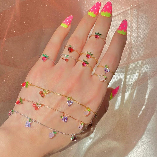 Wholesale Jewelry Fruit Style Copper Zircon Women's Tropical Fruit Bracelet