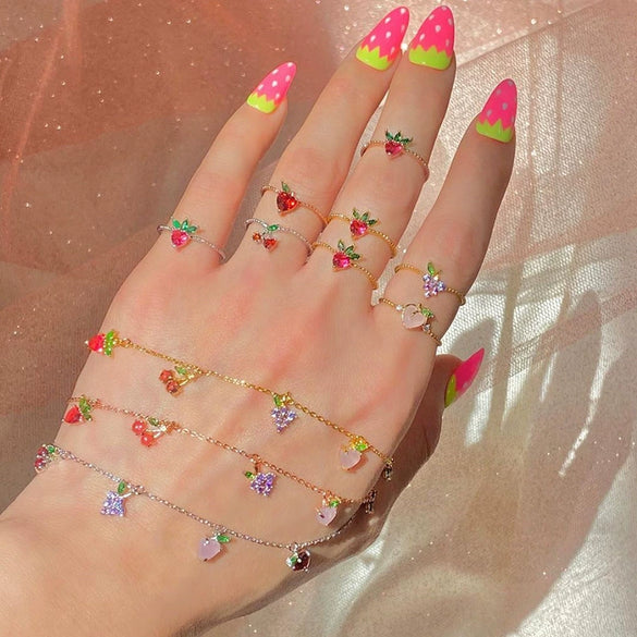 Wholesale Jewelry Fruit Style Copper Zircon Women's Tropical Fruit Bracelet