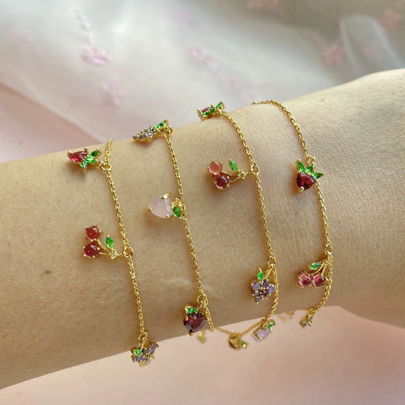 Wholesale Jewelry Fruit Style Copper Zircon Women's Tropical Fruit Bracelet