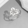 Wholesale Jewelry Funny Sweet Pastoral Flower Notes 201 Stainless Steel 18K Gold Plated Polishing Hollow Out Open Rings