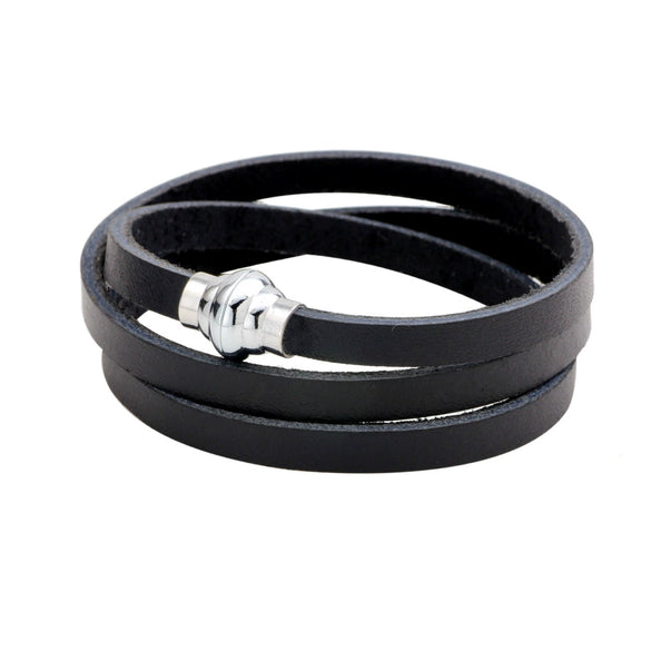 Wholesale Jewelry Genuine Leather Multilayer Winding Geometric Style Men's Unisex Bracelet With Diamond Design
