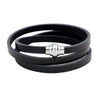 Wholesale Jewelry Genuine Leather Multilayer Winding Geometric Style Men's Unisex Bracelet With Diamond Design