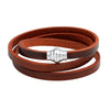 Wholesale Jewelry Genuine Leather Multilayer Winding Geometric Style Men's Unisex Bracelet With Diamond Design