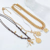 Wholesale Jewelry Geometric Animal Zodiac Imitation Pearl Pendant Zinc Alloy Electroplated Multilayer Badge Necklace For Ladies