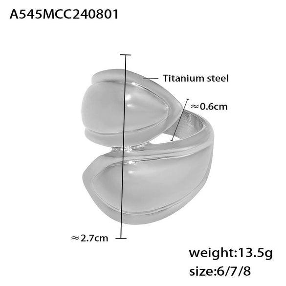 Wholesale Jewelry Geometric Asymmetry 316L Stainless Steel Ring Electroplated Retro Design