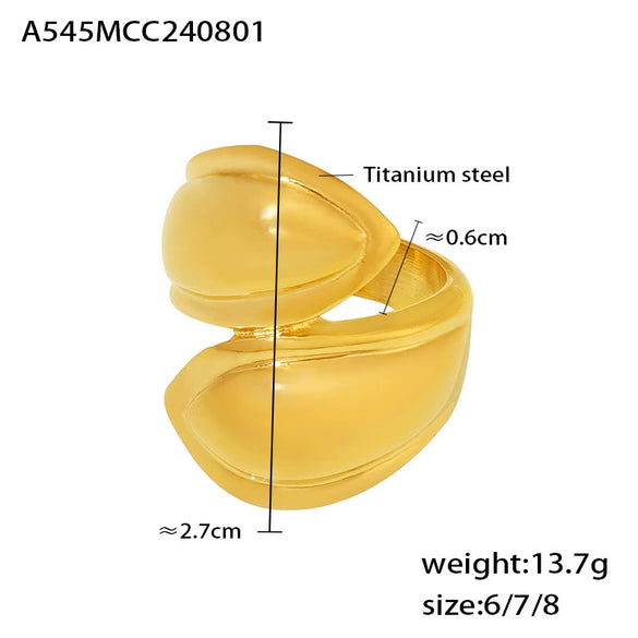 Wholesale Jewelry Geometric Asymmetry 316L Stainless Steel Ring Electroplated Retro Design