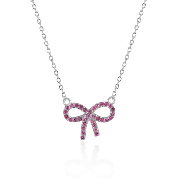 Wholesale Jewelry Geometric Bow Buckle 925 Sterling Silver O Chain Necklace For Women